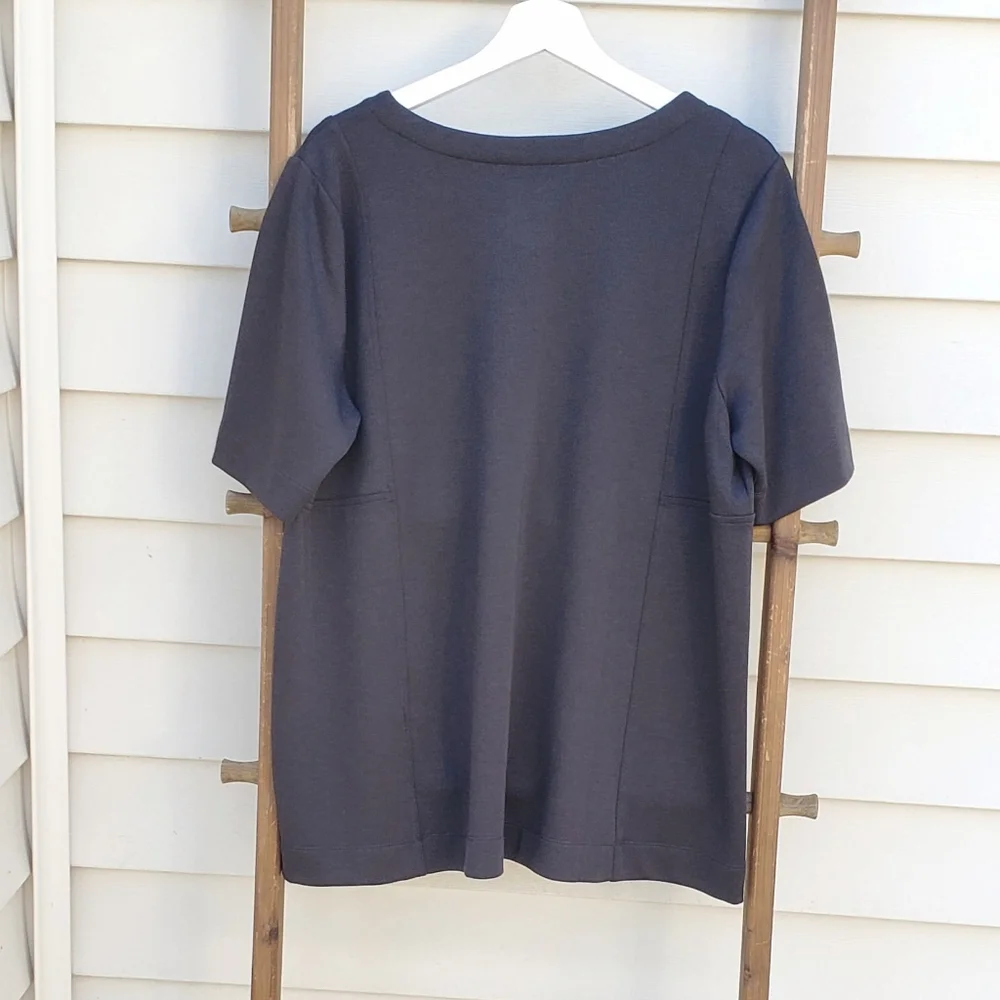 NEW! J. Jill Double-Knit V-Neck Gray Tunic Size LP